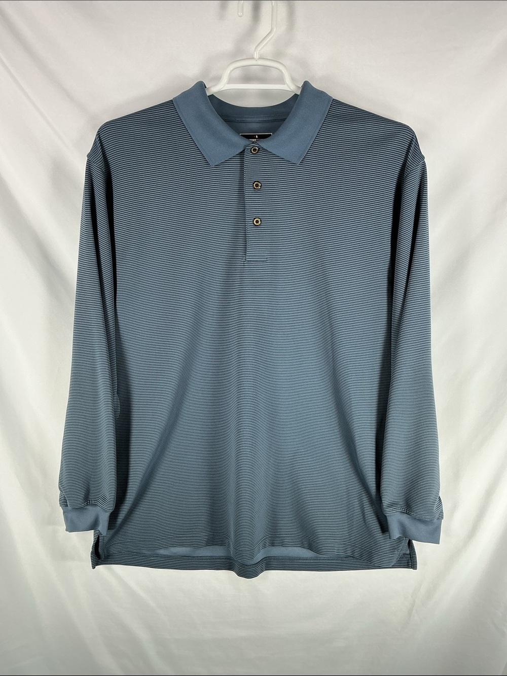 Grand Slam Blue Collar with Light Blue Striped Long Sleeves Polo